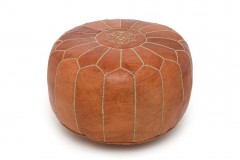 mulatto moroccan leather pouf with sand embroidery