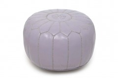 smoky violet moroccan pouf with greige embroidery