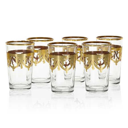 Moroccan Berber Gold Tea Glasses Set of 6
